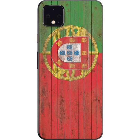 Portuguese Flag Dark Wood Google Pixel 4 XL Skin